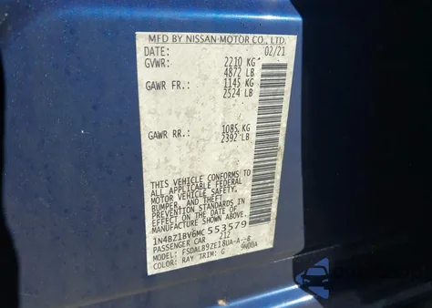 2021 Nissan Leaf S Plus 62 Kwh из США, поврежденный, VIN 1N4BZ1BV6MC553579